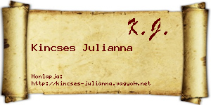 Kincses Julianna névjegykártya